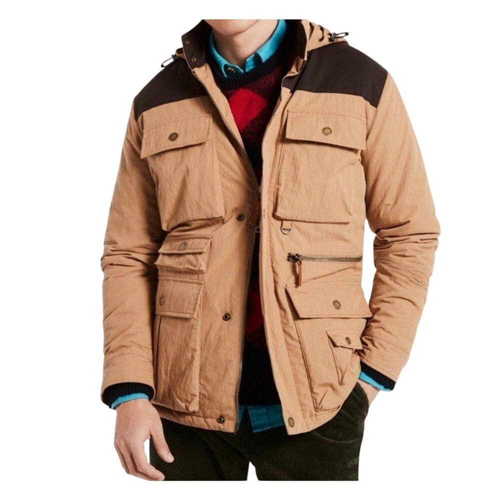 Brooks Brothers Field Jacket Size Small Quilted Lining Zip Hidden Hood‎ 398 MSRP